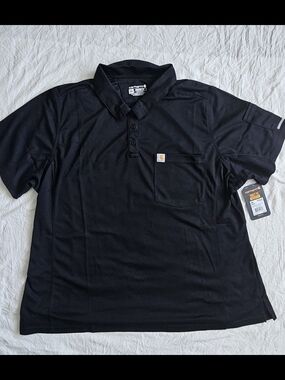 Carhartt Womens's Black Short-Sleeve Polo with Chest Pocket **NWT**